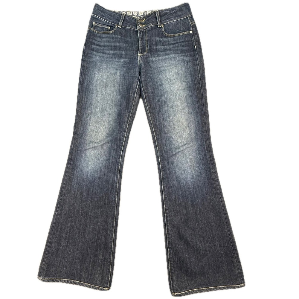 Paige Jeans Women 31 Blue Flare Dark Wash Mid Rise Denim 0196-0055